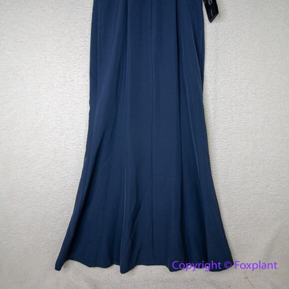 New!‎ Kay Unger Talia Column Gown navy blue, women size 10 - Picture 11 of 16